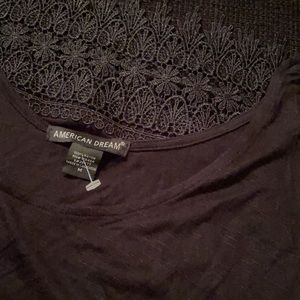 American Dream black lace bottom crop top. Medium.